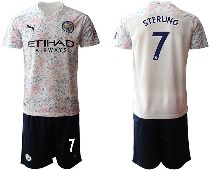 Men 2020-2021 club Manchester City away #7 white Soccer Jerseys